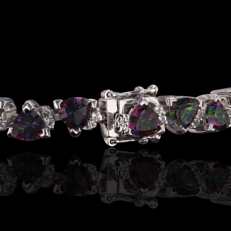 Photo 2 of 9.00 CTW Triangle Mystic Quartz and White Topaz 7" Bracelet By Orianne  S44404