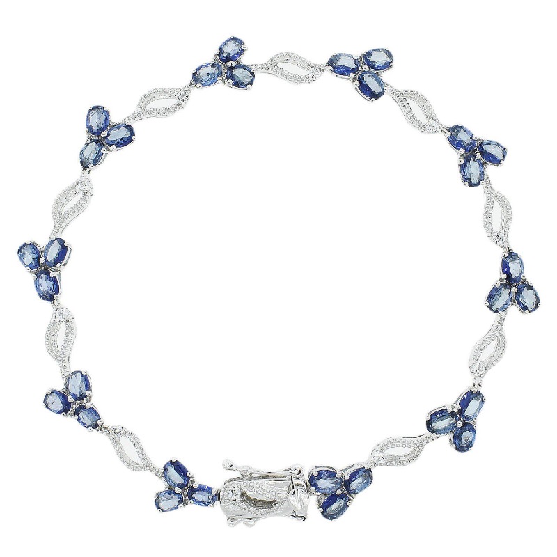 Photo 1 of 925 Silver 4.30 Tanzanite and .22 ctw White Topaz 7" Bracelet by Orianne   S40178