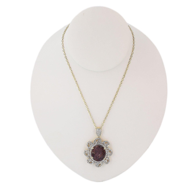 Photo 1 of 925 Silver Ruby and 4.74 White Sapphire Pendant W Yellow Gold Overlay 18" Chain by Orianne    S15154