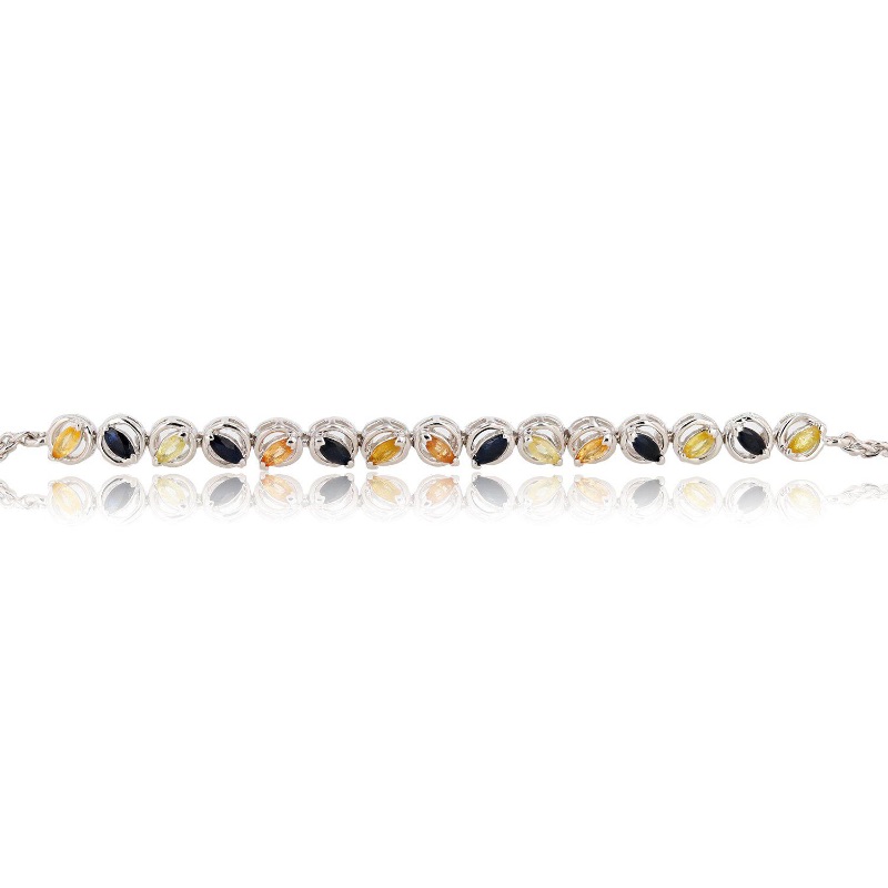 Photo 2 of 925 Silver Multi Color 1.60ct Sapphire 7" Bracelet  S30869