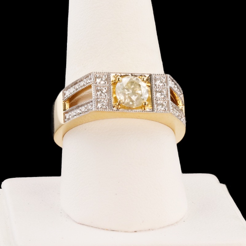 Photo 3 of  14K White & Yellow Gold 0.97 Center Diamond Ring  (Approx. Size 6-7)   RN035805