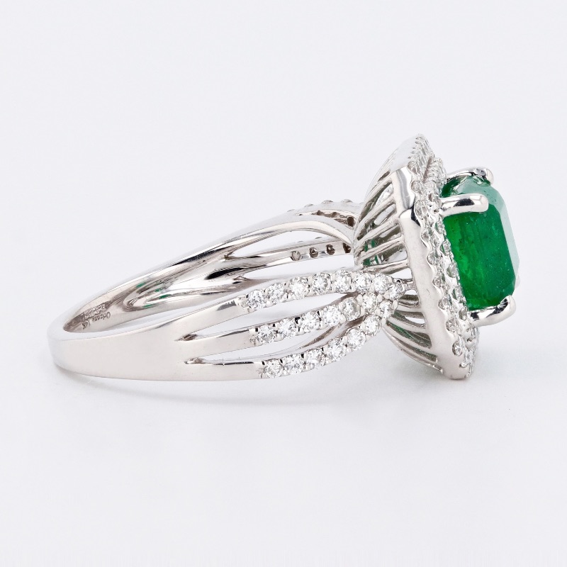 Photo 3 of 14K White Gold -2.32ct Emerald and 0.70ct Diamond Ring W. MSRP Appraisal (Approx. Size 6-7)   RN030769