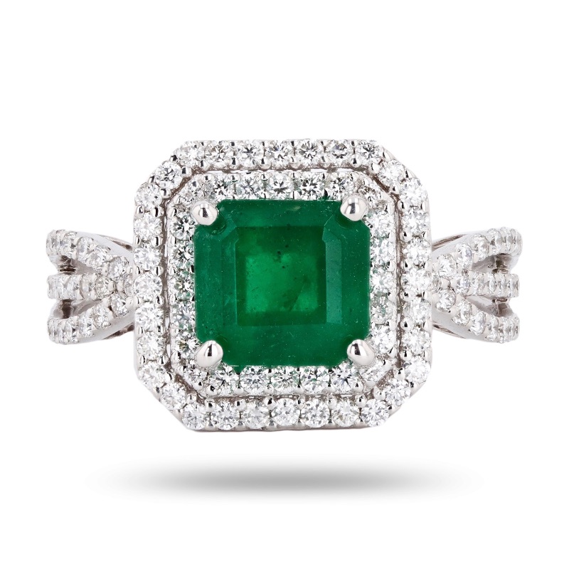 Photo 2 of 14K White Gold -2.32ct Emerald and 0.70ct Diamond Ring W. MSRP Appraisal (Approx. Size 6-7)   RN030769