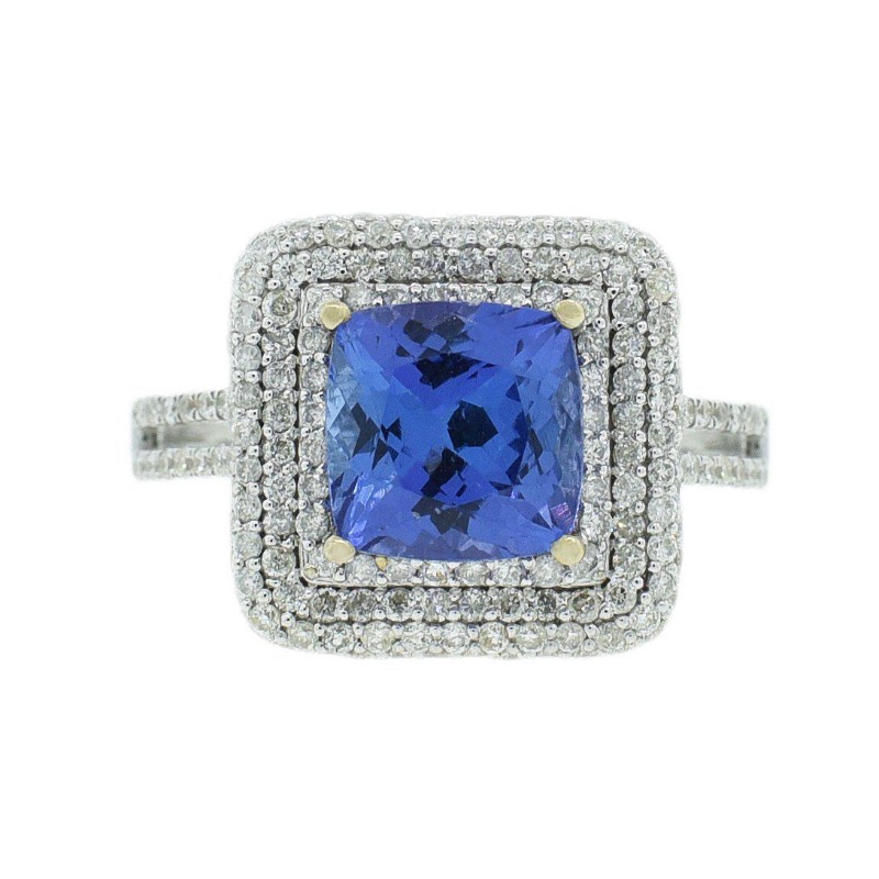 Photo 1 of 14K White Gold 2.73 ct  Tanzanite & 1.13ct Diamond Ring W. MSRP Appraisal (Approx. Size 6-7)    RN017299