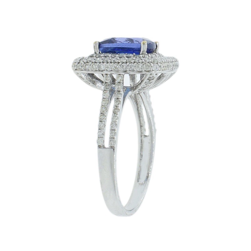 Photo 3 of 14K White Gold 2.73 ct  Tanzanite & 1.13ct Diamond Ring W. MSRP Appraisal (Approx. Size 6-7)    RN017299