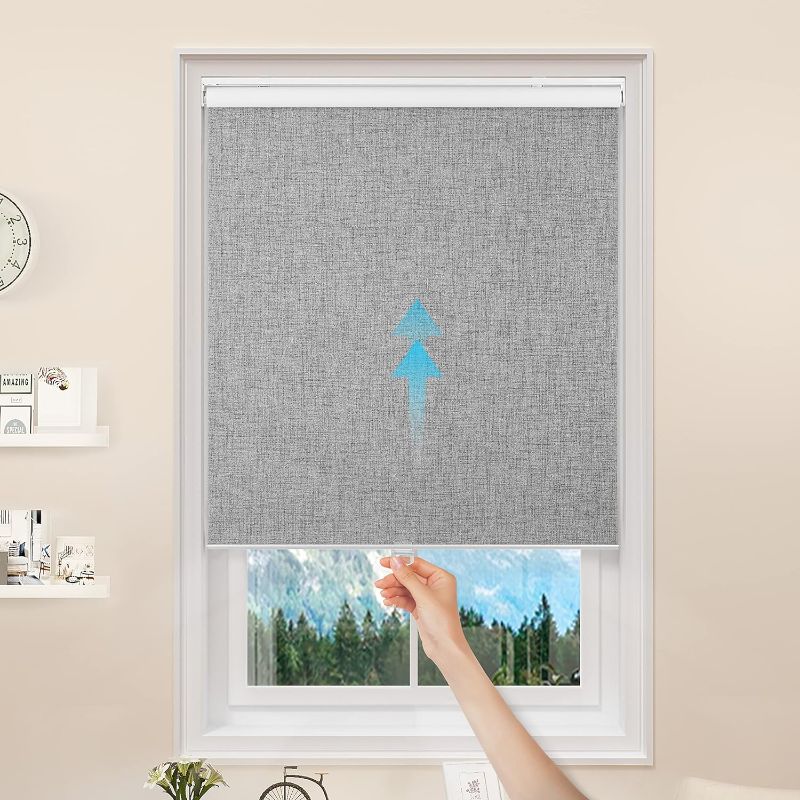 Photo 1 of GENIMO 100% Blackout Blinds for Windows, Roller Shades for Indoor Windows, Thermal Insulated, UV Protection Fabric. Window Shades for Home, Bedroom, Living Room. Easy to Install,