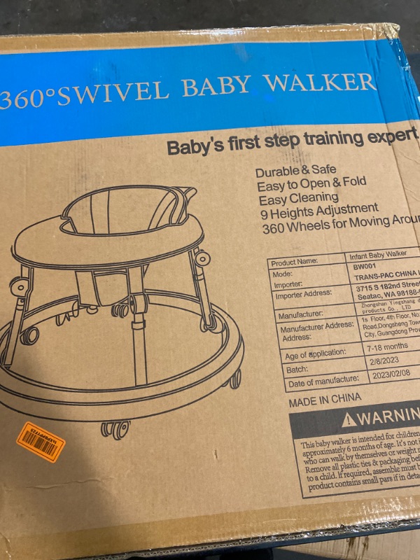 Photo 3 of Baby Walker Foldable with 9 Adjustable Heights, Baby Walkers and Activity Center for Boys Girls Babies 7-18 Months, Baby Walker with Wheels Portable