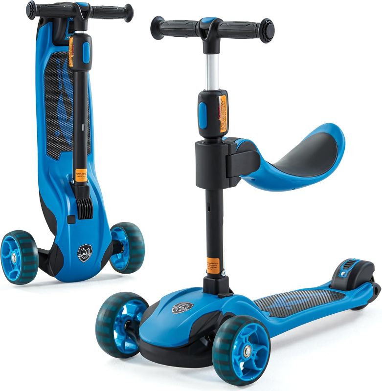 Photo 1 of Kick Scooter Adjustable Height for Kids Ages 2-6 3 Wheel Scooter with LED Light and Extra Wide Deck Kids Scooter Blue