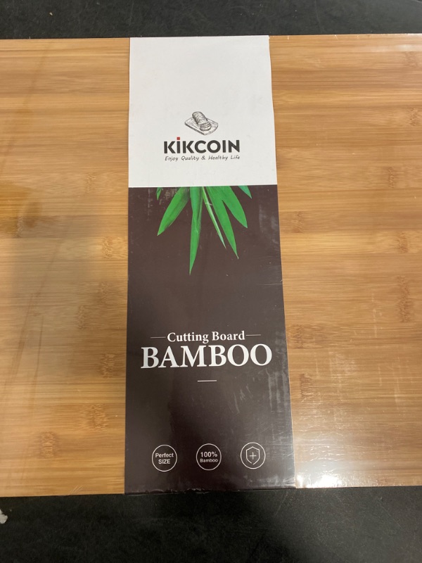 Photo 2 of Bamboo Cutting Boards for Kitchen, Extra Large Wood Cutting Board with Deep Juice Groove and Handle Heavy Duty Chopping board, Kikcoin,