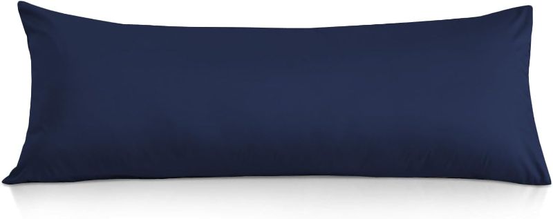 Photo 1 of Body Pillow Cover 20x60 Body Pillow Case 100% Egyptian Cotton Hotel Quality 1-Pieces Navy Blue Body Pillow Cover Premium 600 Thread Count Body Pillowcase Zipper Closure - 20 x 60, Navy Blue Solid