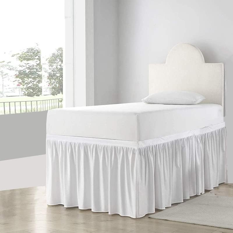 Photo 2 of College Dorm Twin XL Bed Skirt- Extended Dorm Bed Skirt Twin XL- 42" Drop, 100% Microfiber- College Room Bed Skirt, Ruffled Dorm Room Bed Skirt- Extra Long Bed Skirt (White, Twin-XL/42 Drop)