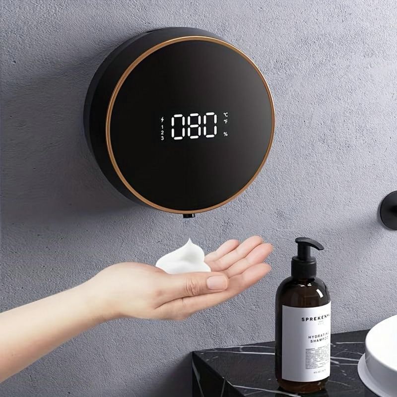 Photo 1 of Automatic Soap Dispenser Foaming Hand Free Wall Mount, LED Temperature Display, USB Rechargeable Touchless and Smart Electric Dispenser for Wall, Bathroom, Kitchen, Commercia Black