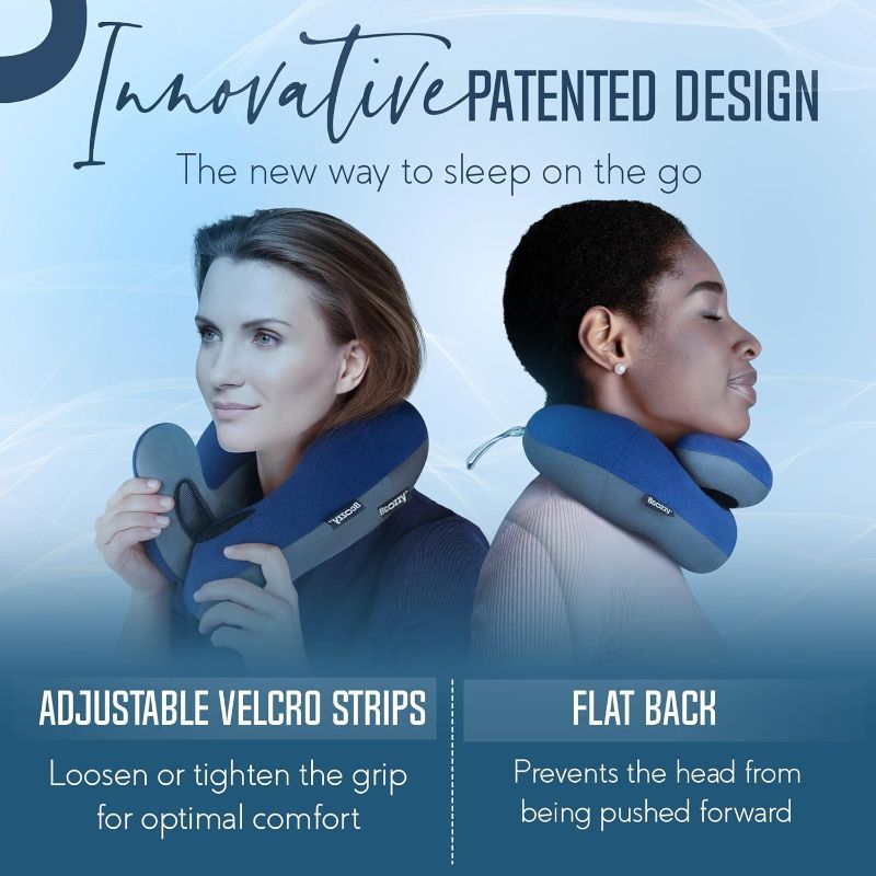 Photo 2 of BCOZZY Neck Pillow for Travel Provides Double Support to The Head, Neck, and Chin in Any Sleeping Position on Flights, Car, and at Home, Comfortable Airplane Travel Pillow, Large, Navy