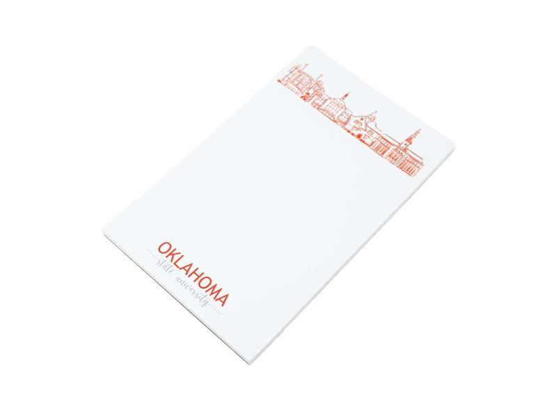 Photo 1 of Oklahoma State University Campus Paper Skyline Notepad - Stillwater - Notepad 5.5” x 8.5” - Writing Paper Pad (50 sheets) - Stationary notepad for College, Universities