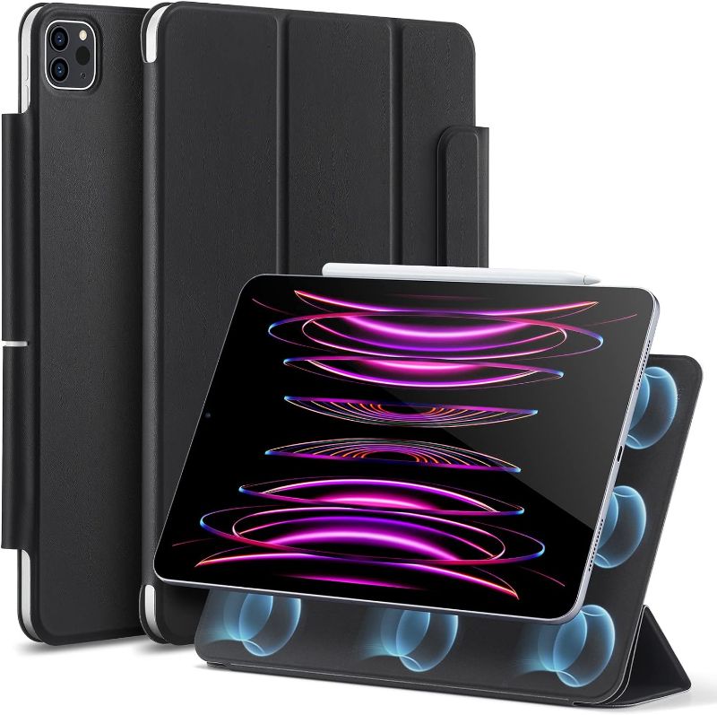 Photo 1 of ESR for iPad Pro 12.9 Case, 12.9 Inch iPad Pro Case (2022/2021/2020, 6th/5th/4th Generation), Convenient Magnetic Attachment, 2-Way Stand, Full Pencil 2 Support, Rebound Magnetic Case, Durable Black