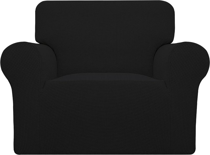 Photo 1 of Easy-Going Stretch Oversized Chair Sofa Slipcover 1-Piece Couch Sofa Cover Furniture Protector Soft with Elastic Bottom for Kids Spandex Jacquard Fabric Small Checks Black