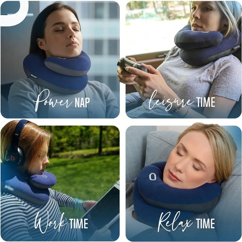 Photo 2 of BCOZZY Neck Pillow for Travel Provides Double Support to The Head, Neck, and Chin in Any Sleeping Position on Flights, Car, and at Home, Comfortable Airplane Travel Pillow, Large, Black