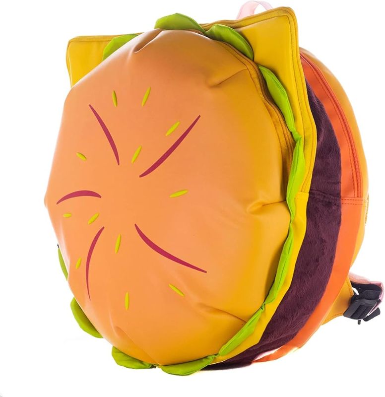 Photo 1 of Novelty Cheeseburger Backpack,Funny Yellow Cartoon Universe Hamburger Backpack,Multi-Compartment Burger Backpack Daypack