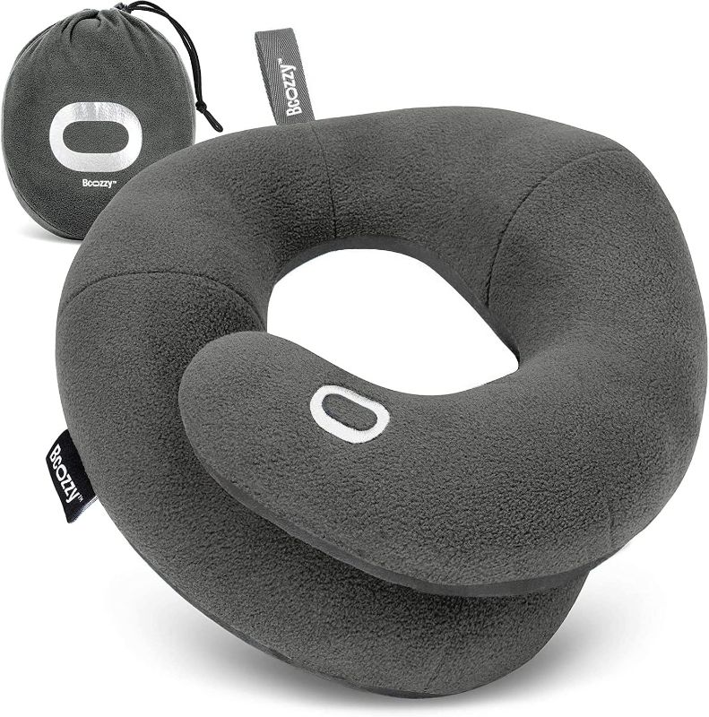 Photo 1 of BCOZZY Neck Pillow for Travel Provides Double Support to The Head, Neck, and Chin in Any Sleeping Position on Flights, Car, and at Home, Comfortable Airplane Travel Pillow, Large, Gray