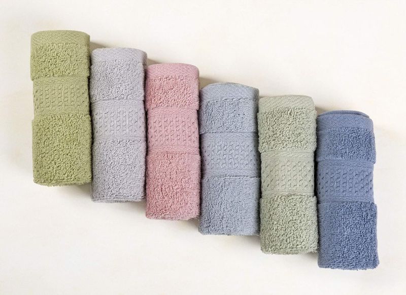 Photo 1 of Cleanbear Pure Cotton Wash Cloths Face Cloths, 6 Colors per Set, 13 x 13 Inches (Light Blue, Jade Green, Light Green, Grey, Light Grey, Pink)