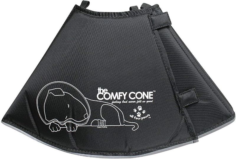 Photo 1 of Comfy Cone Pet Cone for Dogs, Cats, Small-Long, Black - Comfortable Soft Dog Cone Collar Alternative for After Surgery, Wound Care, Spay, Neuter - Dog and Cat Recovery Collar