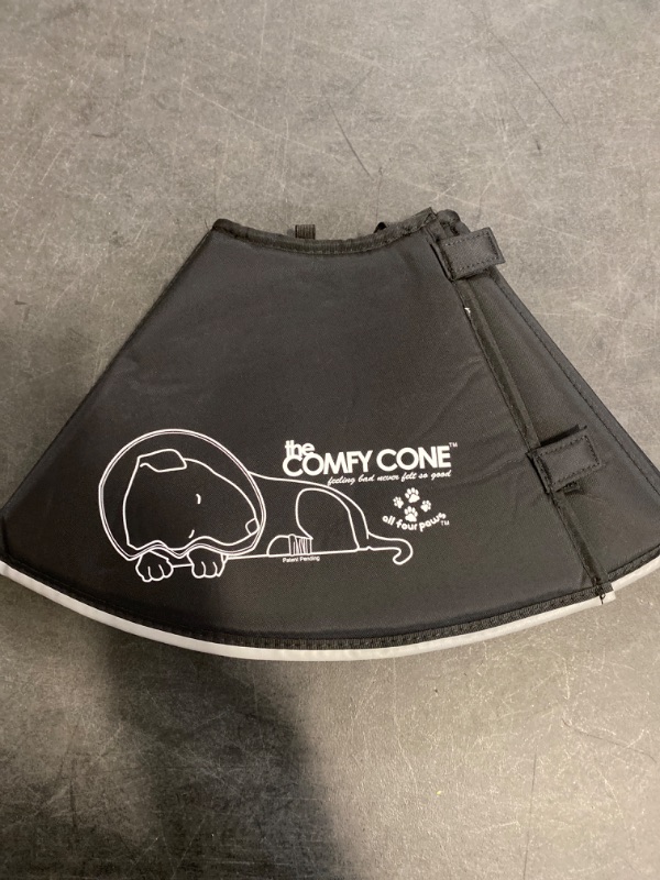 Photo 2 of Comfy Cone Pet Cone for Dogs, Cats, Small-Long, Black - Comfortable Soft Dog Cone Collar Alternative for After Surgery, Wound Care, Spay, Neuter - Dog and Cat Recovery Collar