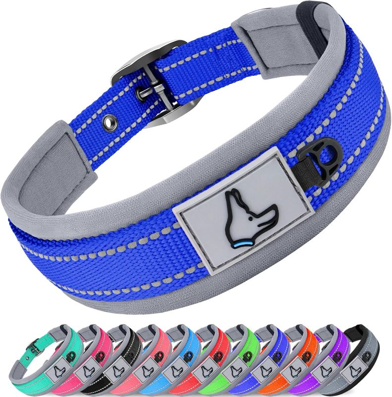 Photo 1 of Joytale Neoprene Padded Dog Collar for Large Dogs, 11 Colors, Reflective Wide Pet Collars with Durable Metal Belt Buckle, Adjustable Heavy Duty Nylon Dog Collar, Navy Blue