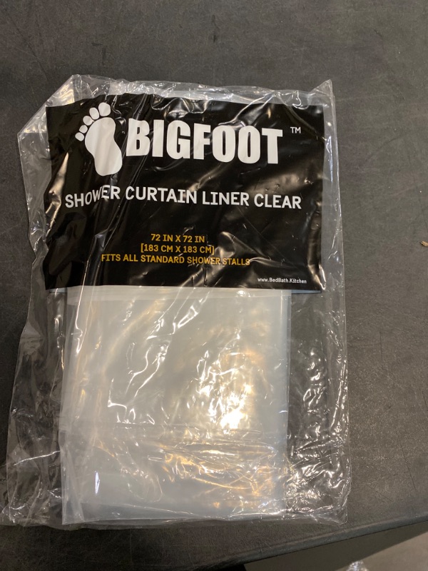 Photo 2 of BigFoot Shower Curtain Liner – 72 x 72 PEVA Heavy Duty Shower Curtain with Rustproof Metal Grommet and 3 Magnetic Weights – Odor Free and Compatible with Standard Showers, Clear