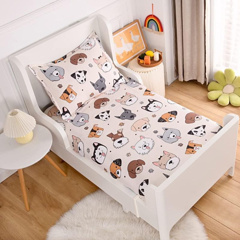 Photo 1 of 2PCS Soft Bed Fitted Sheet and Pillowcase Set for Single Bed,Doggy Printed Puppy Pattern Design Sheets for Kids Teens Twin Size Bed