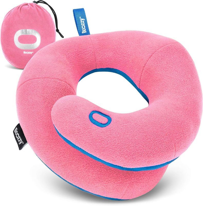 Photo 1 of BCOZZY 3-7 Y/O Kids Travel Neck Pillow for Traveling in Car Seat & Airplane, Provides Double Support for Toddlers in Road Trips, Ideal Gift for Boys & Girls, Washable, Carry Bag, Small Size, Pink