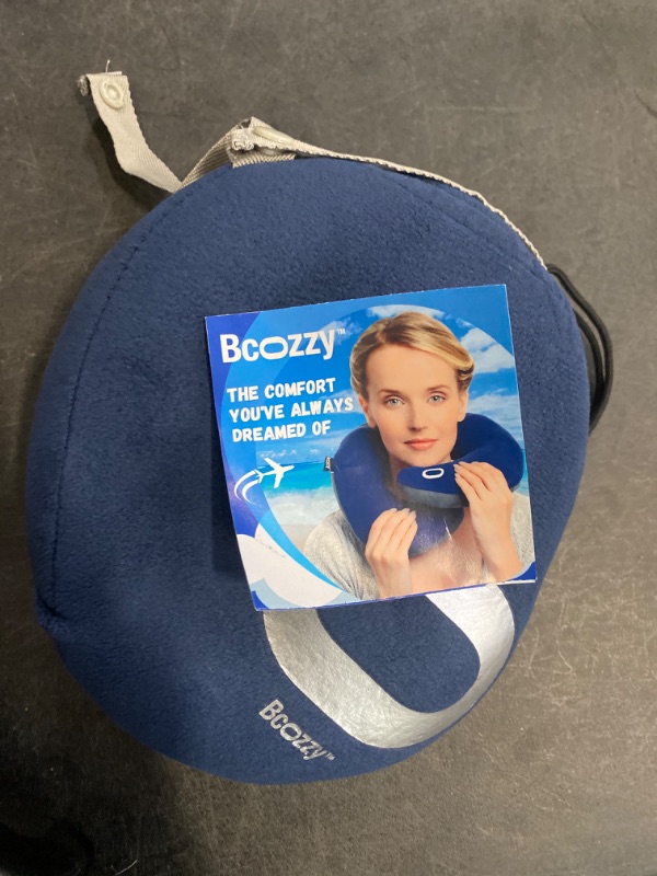 Photo 2 of BCOZZY Neck Pillow for Travel Provides Double Support to The Head, Neck, and Chin in Any Sleeping Position on Flights, Car, and at Home, Comfortable Airplane Travel Pillow, Large, Navy