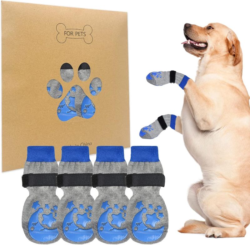 Photo 1 of BEAUTYZOO Non Slip Dog Socks for Small Medium Large Dogs, Grip Dog Paw Protector for Hard Wood Floor Senior Old Dogs,Injury Protection to Prevent Licking 2 Pairs Socks Anti Twist for Hot/Cold Pavement