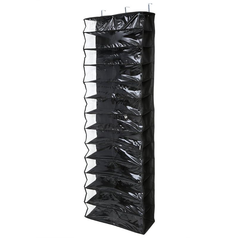 Photo 1 of 26 Pockets Folding Hanging Door Closet Storage Bag Shoes Organizer Black
