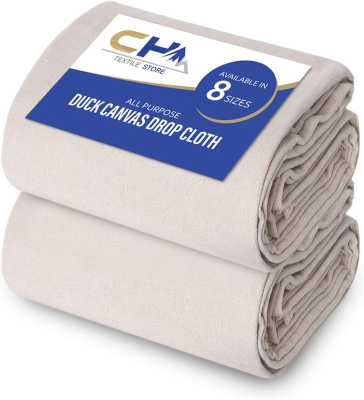 Photo 1 of Canvas Painters Drop Cloth (Size 6 x 9 Feet - Pack of 2) - Pure Cotton Paint Drop Cloth for Painting, Curtains, Furniture & Floor Protection - All Purpose Thick Canvas tarp with Double Stitched Edges
