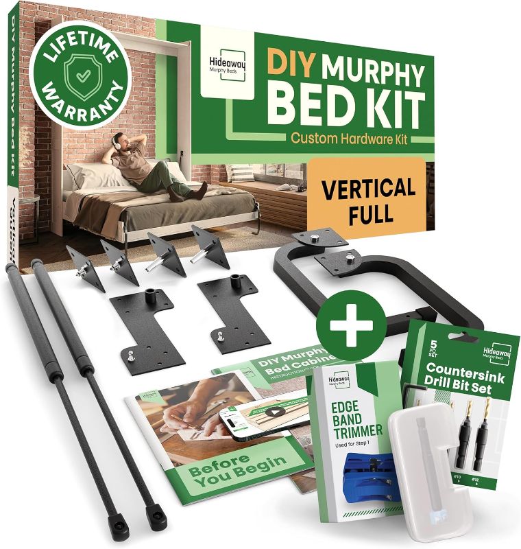 Photo 1 of DIY Murphy Bed Kit Full | Murphy Bed Hardware Kit Full for Wall Bed, Cabinet Murphy Bed Full Kit Vertical, Vertical Murphy Bed Full Frame, Deluxe Murphy Bed Mechanism Kit with Bonus Tools