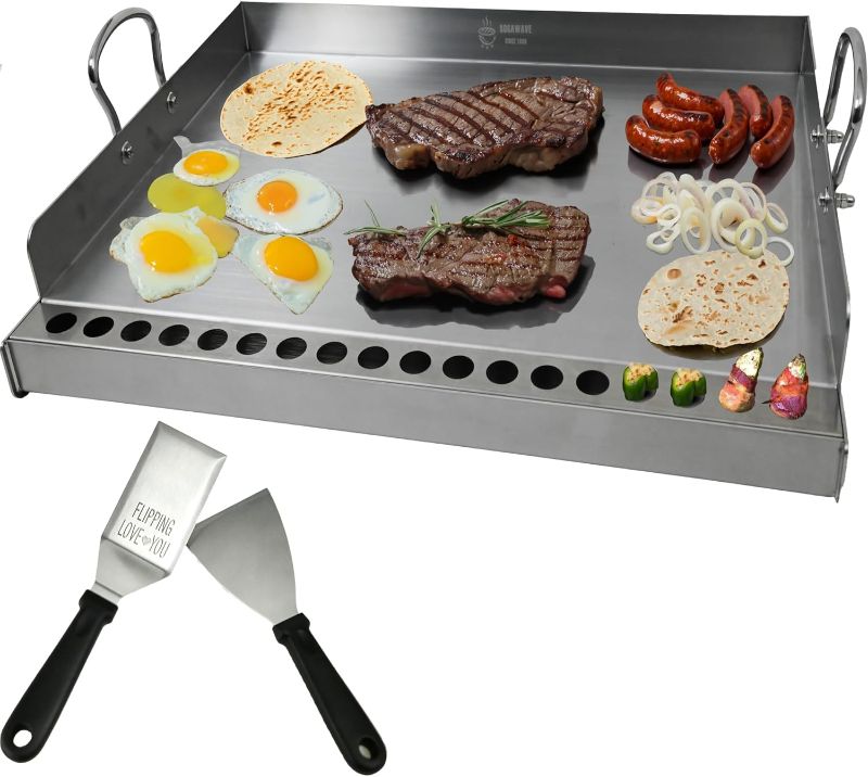 Photo 1 of Griddle for Gas Grill,Flat Top Griddle Plate Insert for Outdoor Grill,Large stainless Steel Griddle Cooking Skillet Plate Teppanyaki 24''x16" Griddle for Gas Grill/Charcoal/Stove,Camping,Hibachi