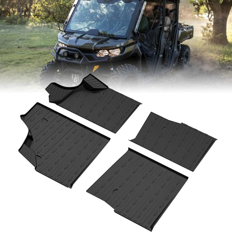 Photo 1 of AUTVS TPE Floor Mats for Can Am Defender Max, Rubber Front and Rear Row Floor Liners All Weather Protection Slush Mats for Can-Am Defender MAX HD7 HD8 HD9 HD10 2016-2024 Accessories (4PCS)