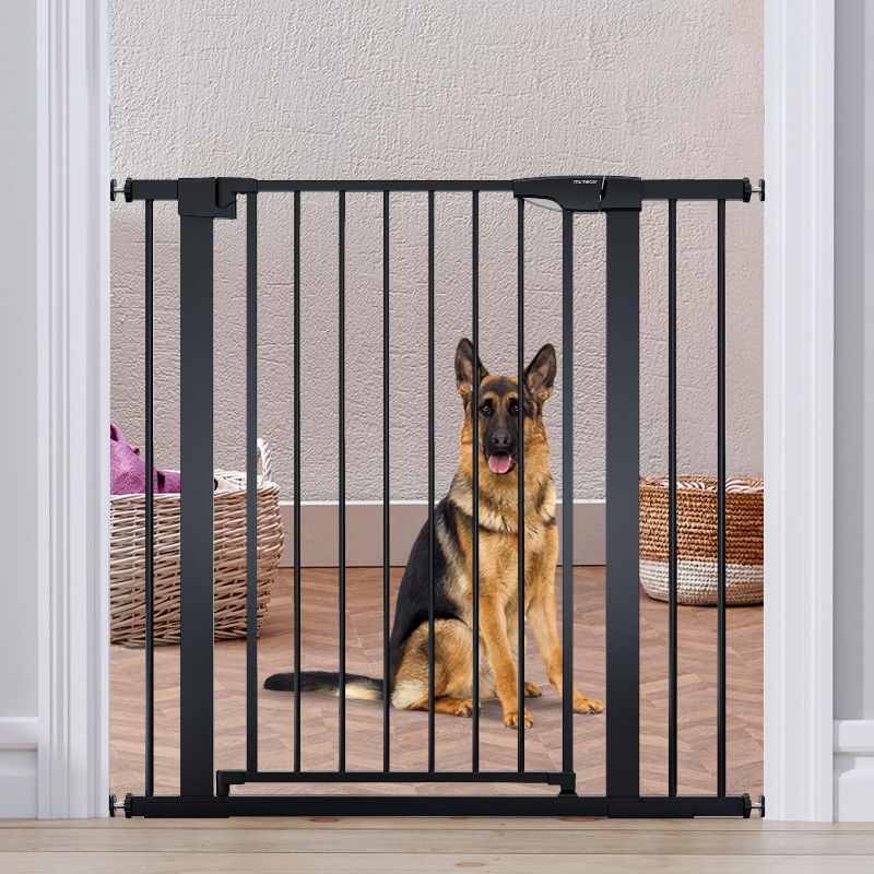 Photo 1 of 36" High Extra Tall Dog Gate, 29.6"-40.5" Wide Pressure Mounted Tall Baby Gate for Dog, Auto Close Pet Gate with Door for Stairs,Doorways,House,Black