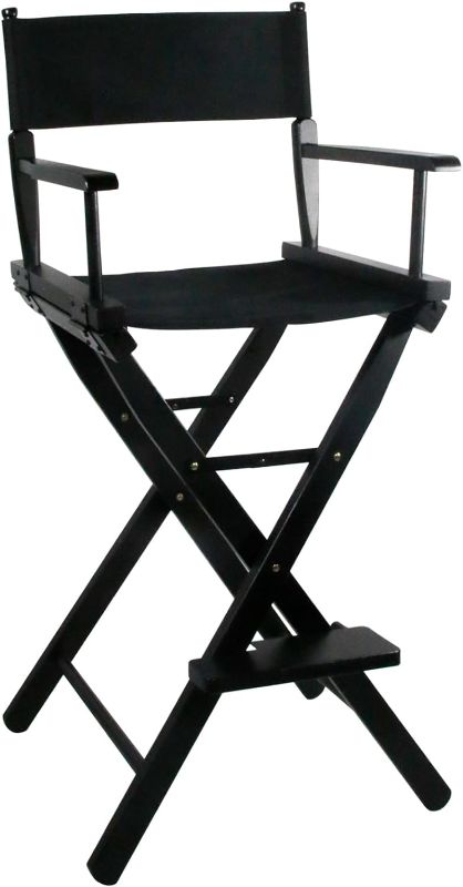 Photo 1 of Directors Chair for Makeup Artistry, Black | Solid Hardwood | 30'' Tall | 250lbs Capacity | Portable Footrest