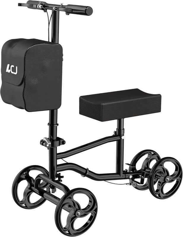 Photo 1 of Knee Scooter,Economical Foldable Steerable Knee Walker,for Adults Foot Surgery,Injured Ankle Recovery Scoote(Black-Standard Version)