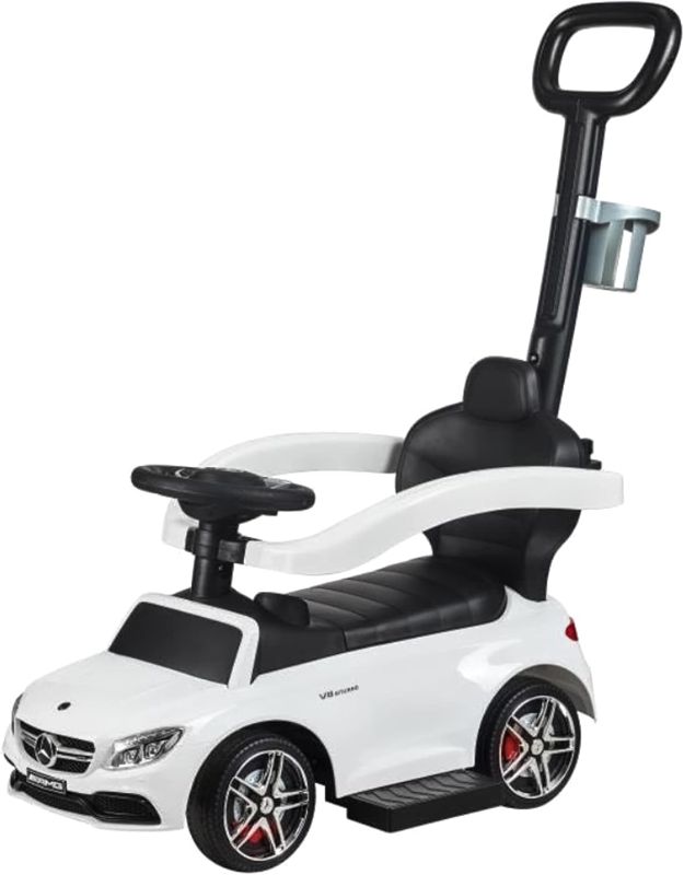 Photo 1 of Best Ride On Cars Mercedes C63 (Officially Licensed), 3 in 1 Push Car for Kids with Cup Holder, White, Large