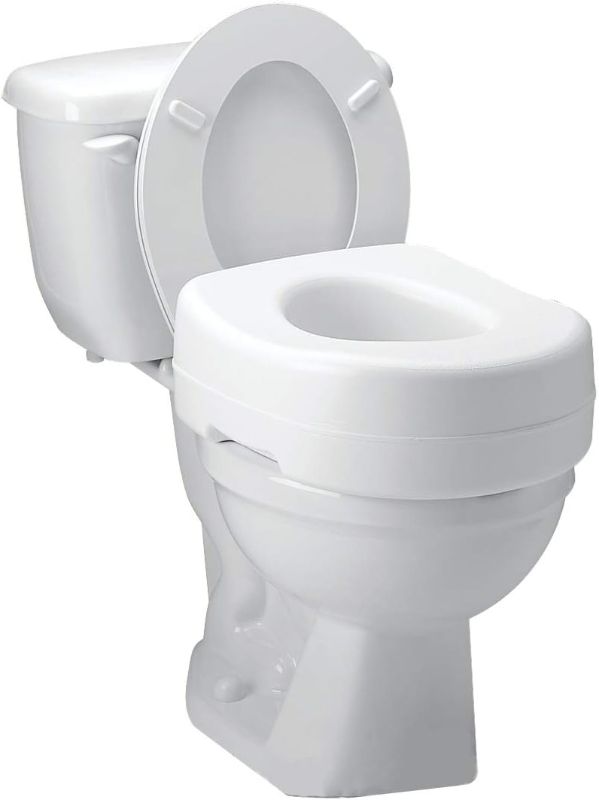 Photo 1 of Carex Toilet Seat Riser - Adds 5 Inch of Height to Toilet - Raised Toilet Seat With 300 Pound Weight Capacity - Slip-Resistant (White)