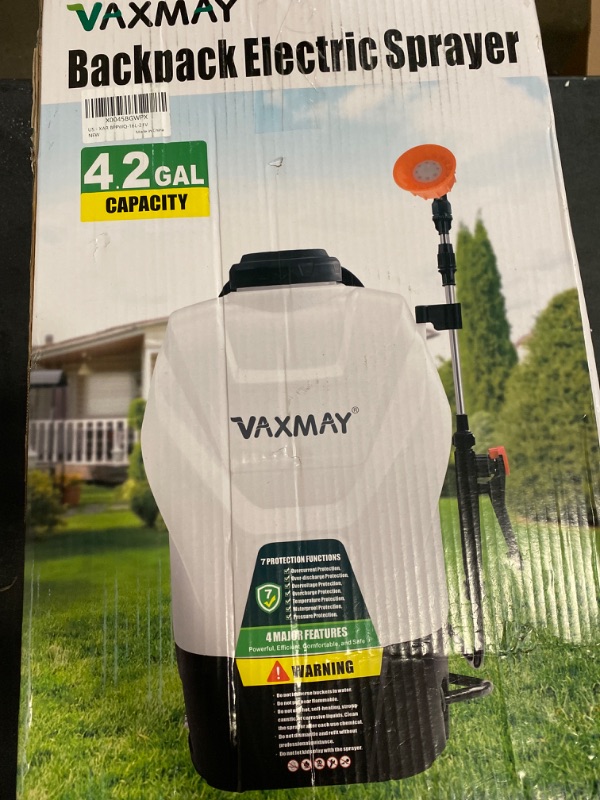 Photo 1 of Backpack Sprayer 4 Gallon Battery Powered Garden Sprayer, VaxMay Electric Sprayer Works with Makita 18V Battery, Battery Weed Sprayer 75 PSI, Telescopic Wand, 4 Nozzles, 2.5Ah Battery&Charger included