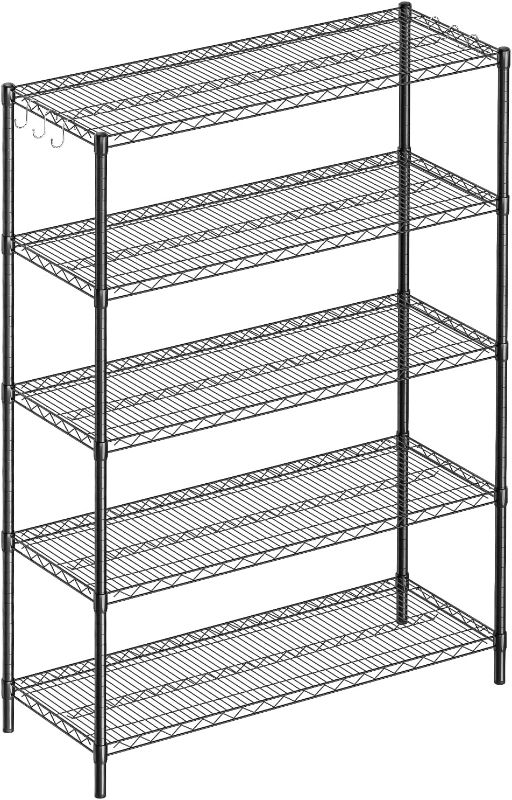 Photo 1 of 5-Shelf Adjustable Metal Shelf Wire Shelving Unit Heavy Duty Storage Rack Display Shelf for Office,Kitchen,Bedroom,Bathroom,Laundry,Pantry Basement,Garage(Black,