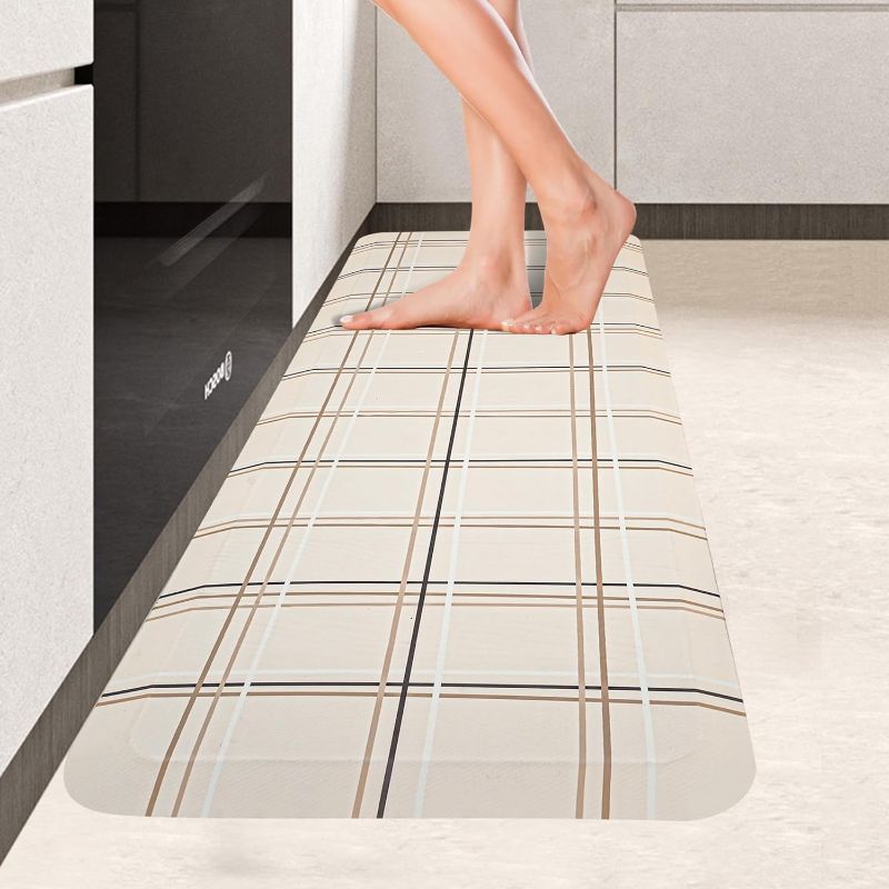 Photo 1 of Anti Fatigue Floor Mat?Cushioned Non Slip Comfort Mats, Standing Mats for Home Kitchen Sink Office Standing Desk Standup Desk Riser Laundry (Intertwine-Beige, 17.3" X 60"- 0.87")