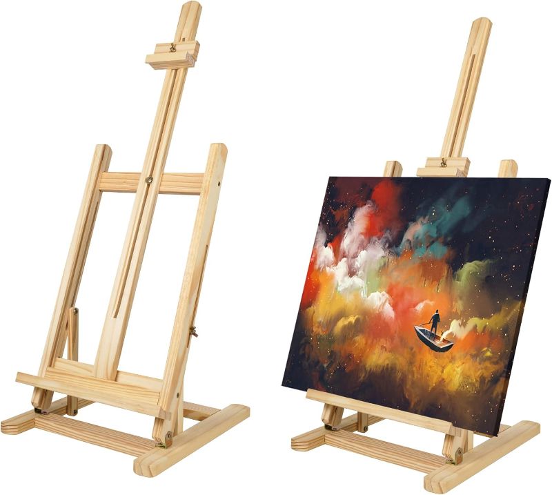 Photo 1 of 26" Studio Tabletop H-Frame Easel, Hold Canvas up to 24", Fordable Adjustable Durable Wooden Art Easel, Painting Table Easel Stand for Adults, Beginners, Artists, Kids