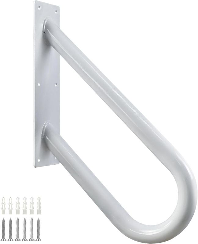 Photo 1 of Handrails for Outdoor Steps Wall Mount, Railings for 1-2 Steps, U-Shaped Handrail with Powder Coated Finished, Stair Handrails for Garage, Porch, Yard and Garden (18" Length, White)