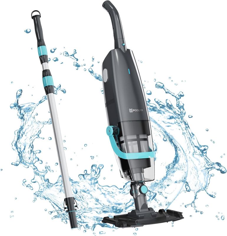 Photo 1 of Cordless Handheld Pool Vacuum, Rechargeable Pool Cleaner with Powerful Suction for Above Ground Pools, Spas, Hot Tubs, Powerful Suction up to 20 gallons/min, Ideal for Leaves, Debris, Blue