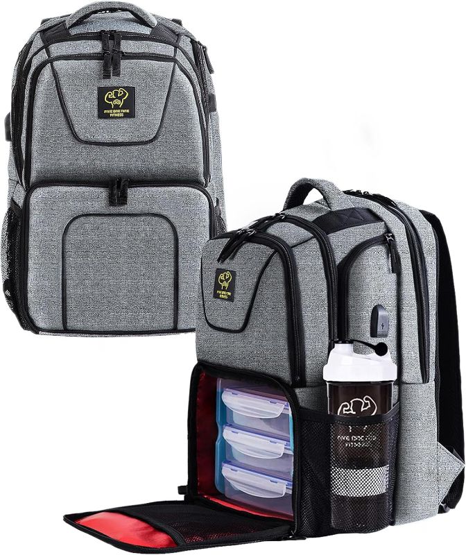 Photo 1 of 519 Fitness Meal Prep Backpack,Insulated Cooler Lunch Backpack with Computer Compartment,Hiking Picnic Cooler Backpack For Men and Women,3 Meal Containers,2 Ice Packs and Protein Shaker Included