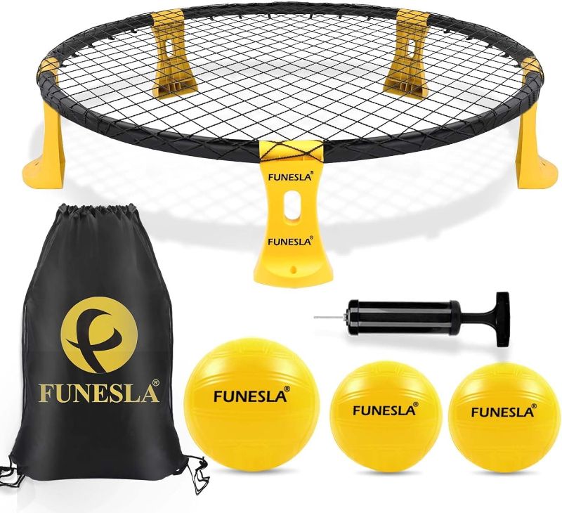 Photo 1 of Funeslaball Roundnet Game Set Standard 3 Balls Kit with Carrying Bag, Beach Lawn Backyard Yard Ball Game Outdoor Indoor for Adults and Family